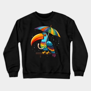 Toucan Rainy Day With Umbrella Crewneck Sweatshirt